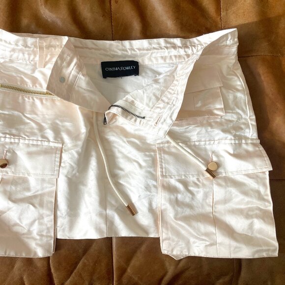Cynthia Rowley Silk Mini Skirt With Puffed Cargo Patch Pockets - Picture 1 of 7